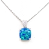 Silver Pendant with Inlay Created Opal & White CZ