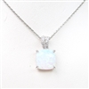 Silver Pendant with Inlay Created Opal & White CZ