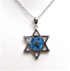 Silver Pendant with Inlay Created Opal (Jewish Star)
