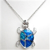 Silver Pendant with Created Opal & White CZ