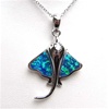 Silver Pendant w/ Inlay Created Opal (Devil Rays)