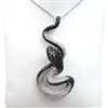 Silver Pendant with Black and White CZ
