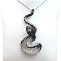Silver Pendant with Black and White CZ