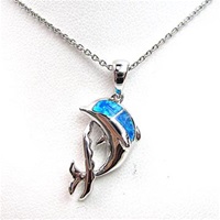 Silver Pendant with Inlay Created Opal