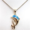 Silver Pendant (Gold Plated) with Inlay Created Opal