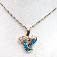 Silver Pendant (Gold Plated) with Inlay Created Opal