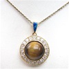 Silver Pendant (Gold Plated) with Tiger Eye and White CZ