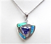 Silver Pendant with Created Opal & Tanzanite CZ