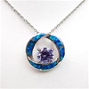 Silver Pendant with Inlay Created Opal and Tanzanite CZ