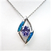 Silver Pendant with Created Opal and Tanzanite CZ