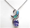 Silver Pendant with Created Opal & Tanzanite CZ