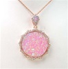 Silver Pendant (Rose Gold Plated) with Inlay Created Opal & White CZ