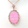 Silver Pendant (Rose Gold Plated) with Inlay Created Opal & White CZ