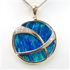 Silver Pendant  (Gold Plated) with Inlay Created Opal & White CZ