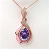 Silver Pendant (Rose Gold Plated) with Inlay Created Opal, White & Tanzanite CZ