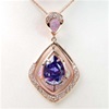 Silver Pendant (Rose Gold Plated) with Inlay Created Opal, White & Tanzanite CZ