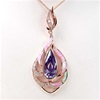 Silver Pendant (Rose Gold Plated) with Inlay Created Opal, White & Tanzanite CZ