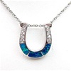 Silver Pendant with Inlay Created Opal and White CZ