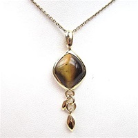 Silver Pendant (Gold Plated) with Tiger Eye