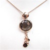 Silver Pendant (Rose Gold Plated) with Facetted Smoky Quartz