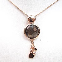 Silver Pendant (Rose Gold Plated) with Facetted Smoky Quartz