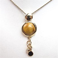 Silver Pendant (Gold Plated) with Tiger Eye