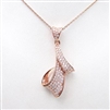 Silver Pendant (Rose Gold Plated) with White CZ