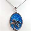 Silver Pendant with Inlay Created Opal