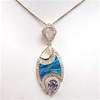 Silver Pendant (Gold Plated) with Created Opal, Amethyst, Lemontrine, White & Tanzanite CZ