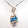 Silver Pendant (Gold Plated) with Inlay Created Opal, Amethyst, Lemontrine, White and Tanzanite CZ