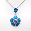 Silver Pendant with Created Opal, Wht & Tanzanite CZ