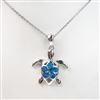 Silver Pendant with Inlay Created Opal