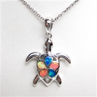Silver Pendant with Created Opal