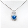 Silver Pendant with Inlay Created Opal & White CZ