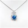 Silver Pendant with Inlay Created Opal & White CZ