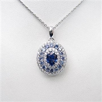 Silver Pendant with White and Sapphire CZ