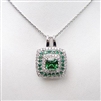 Silver Pendant with White and Emerald CZ