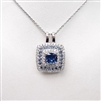 Silver Pendant with White and Sapphire CZ