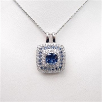 Silver Pendant with White and Sapphire CZ