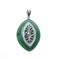 Silver Pendant with White CZ and Dark Aventurine