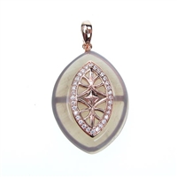 Silver Pendant (Rose Gold Plated) with White and Grey Agate