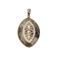 Silver Pendant (Gold Plated) with White CZ and Labradourite