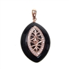 Silver Pendant (Rose Gold Plated) with White CZ and Black Agate