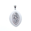 Silver Pendant with White CZ and White Agate