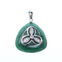 Silver Pendant with White CZ and Dark Aventurine