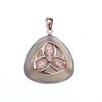 Silver Pendant (Rose Gold Plated) with White and Grey Agate