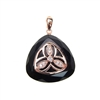 Silver Pendant (Rose Gold Plated) with White CZ and Black Agate