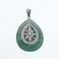 Silver Pendant with White CZ and Dark Aventurine