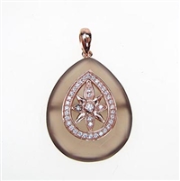 Silver Pendant (Rose Gold Plated) with White and Grey Agate