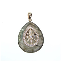 Silver Pendant (Gold Plated) with White CZ and Labradourite